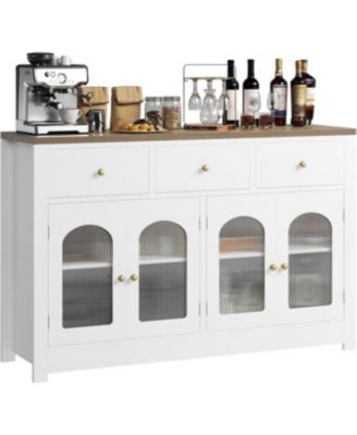  Buffet Cabinet with Storage, Modern Sideboard with Arched Acrylic Fluted Doors & 3 Drawers