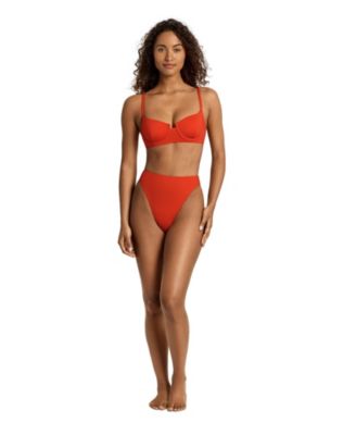 Women's Sunburst Orange Notch Underwire Bralette Swimsuit Top