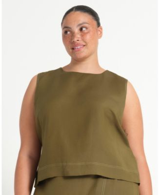 Plus Size Sonnet Linen Sleeveless Summer Tie-back Top