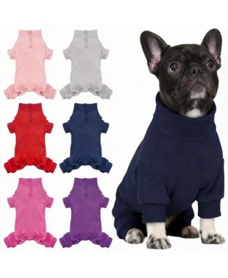 Dog Fleece Pajamas with High Collar for Warmth and Comfort