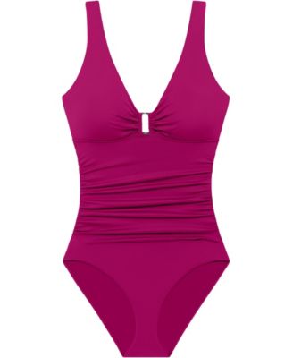 Ring Over The Shoulder Tummy Control One Piece Swimsuit