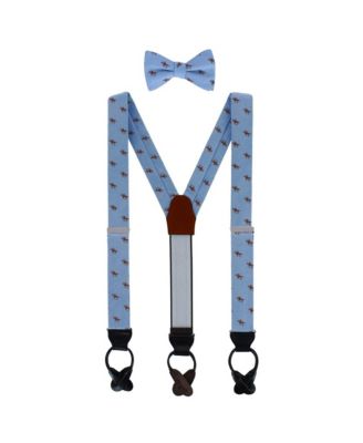 Men's Down The Stretch Racehorse Linen Blend Suspenders & Bow Tie Bundle