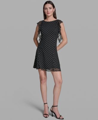 Women's Flutter-Sleeve Polka Dot Dress