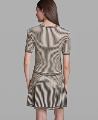 Women's Short-Sleeve Mix Pattern Crew Neck Top