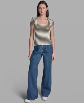 Women's Cap-Sleeve Square Neck Top