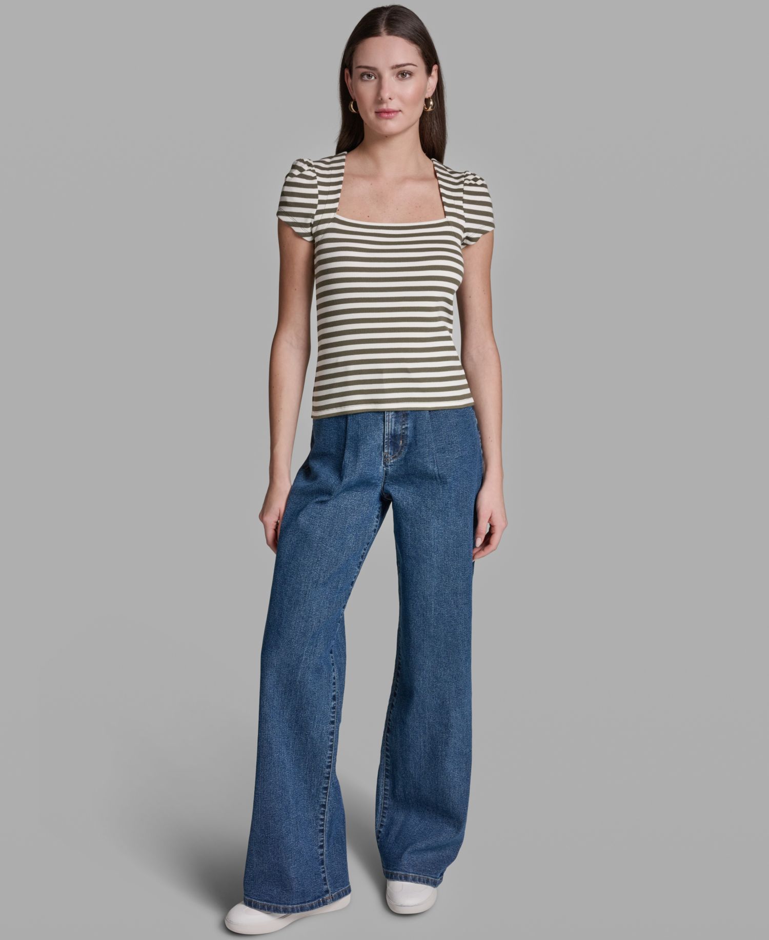 Women's Cap-Sleeve Square Neck Top