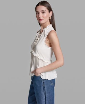 Women's Ruffles Pleated Hem Top