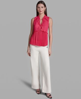 Women's Ruffles Pleated Hem Top