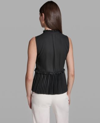 Women's Ruffles Pleated Hem Top