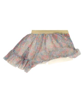 Girls' 2T-6X Flutter Sleeve Top and Printed Tulle Skort, 2-Piece Set