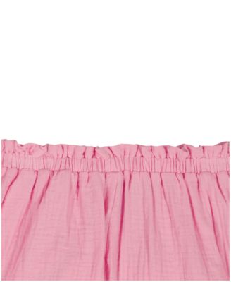 Girls' 2T-6X Puff-Sleeve Solid Top and Shorts, 2-Piece Set