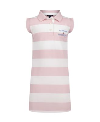 Girls' 7-16 Sleeveless Collared Striped Rugby Polo Dress