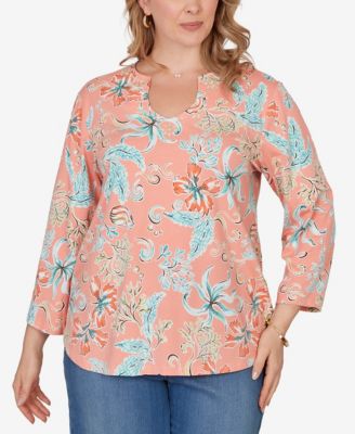 Plus Size Embellished Oceania Floral Knit Top
