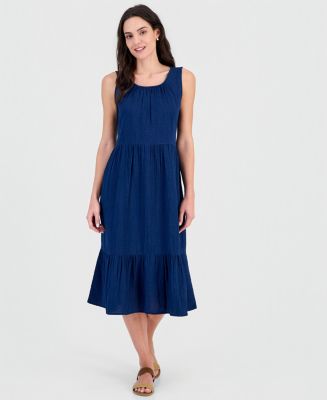 sleeveless cotton dresses LUXURY DRESS - ANNA Vacation Dress Red Floral Cotton Sleeveless Maxi