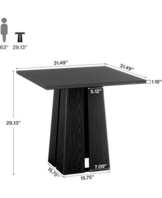31.5" Wooden Square Dining Table for 2-4 People, Farmhouse Kitchen Table