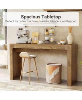 63" Long Bar Table, Counter Height Pub Dining Table for 4-6, Modern Home Bar Unit