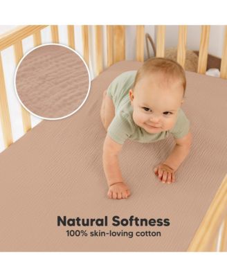 Lyra Muslin Crib Sheets for Boys, Girls, 2pk 52x28 Cotton Baby Crib Mattress Sheets Fitted, Soft, Breathable