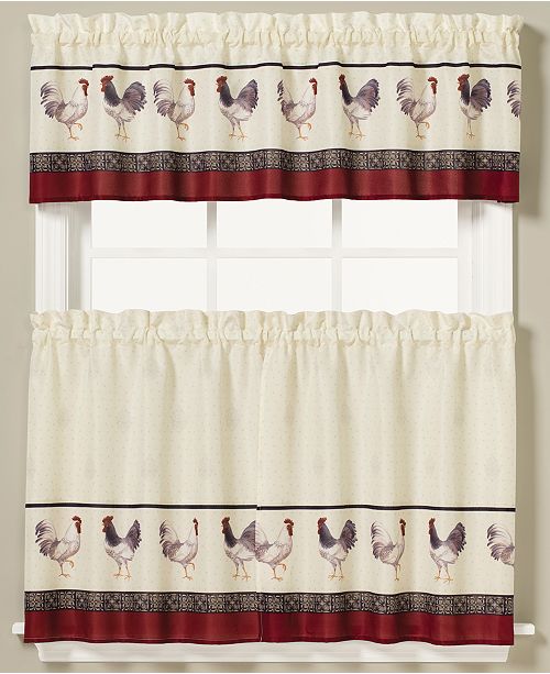 Saturday Knight French Country Rooster Print Pair Of 29 X 36 Tier Curtains Reviews Window Treatments Blinds Macy S