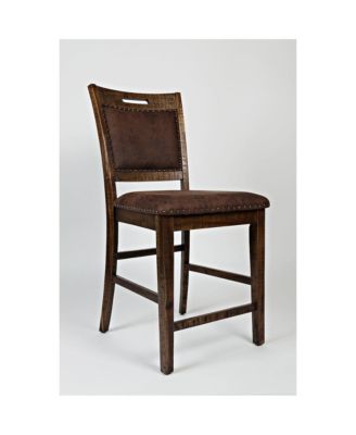 Industrial Nailhead Trim Upholstered Back Counter Stool (Set of 2)