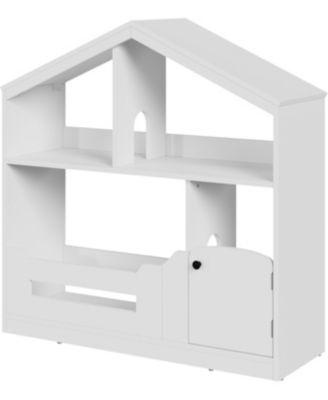 2-Tier Kids Bookshelf & Toy Storage with Motion Sensor Light, 36.6" Wide Wooden Bookcase for Nursery or Playroom