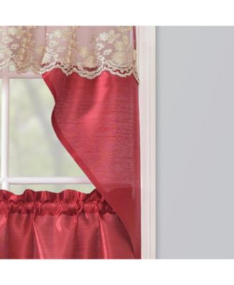 Polyester Bethany Embroidered 3 Piece Kitchen Curtains Tier & Swag Set 60" x 36"