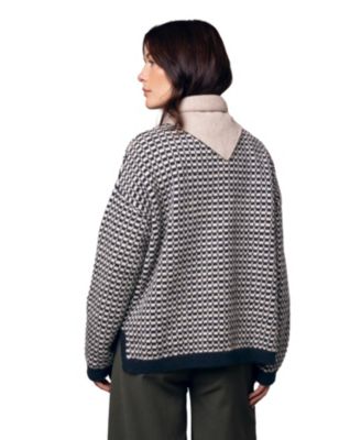 Women's Micro Check Funnel Neck Sweater