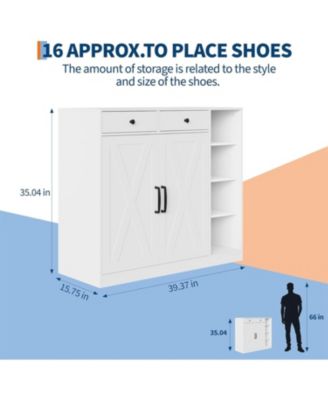  Shoe Cabinet for Entryway with Doors