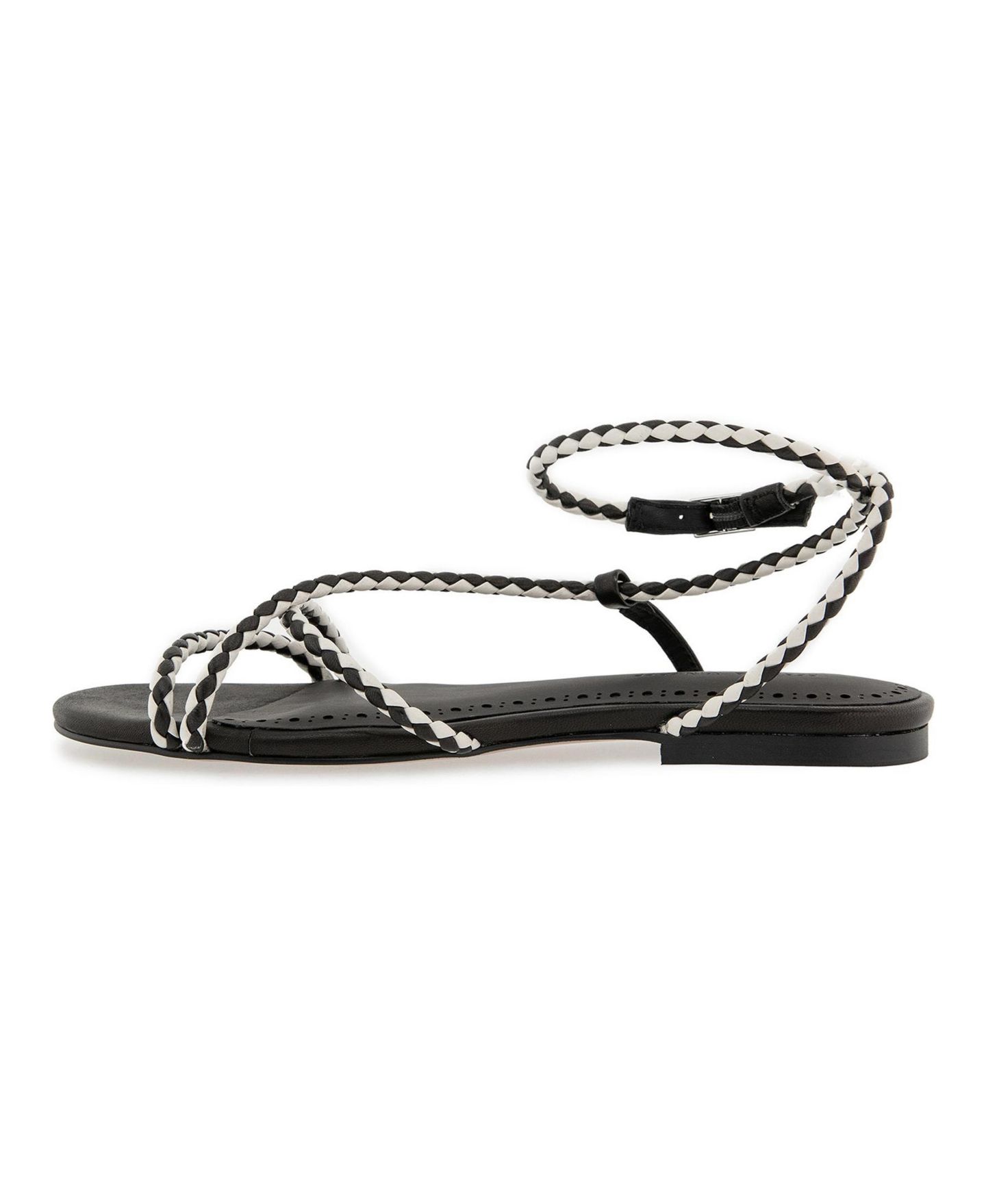 Женские сандалии Rebecca Minkoff Ayla Falt, цвет: Чёрный / Молочный белый — фото 3