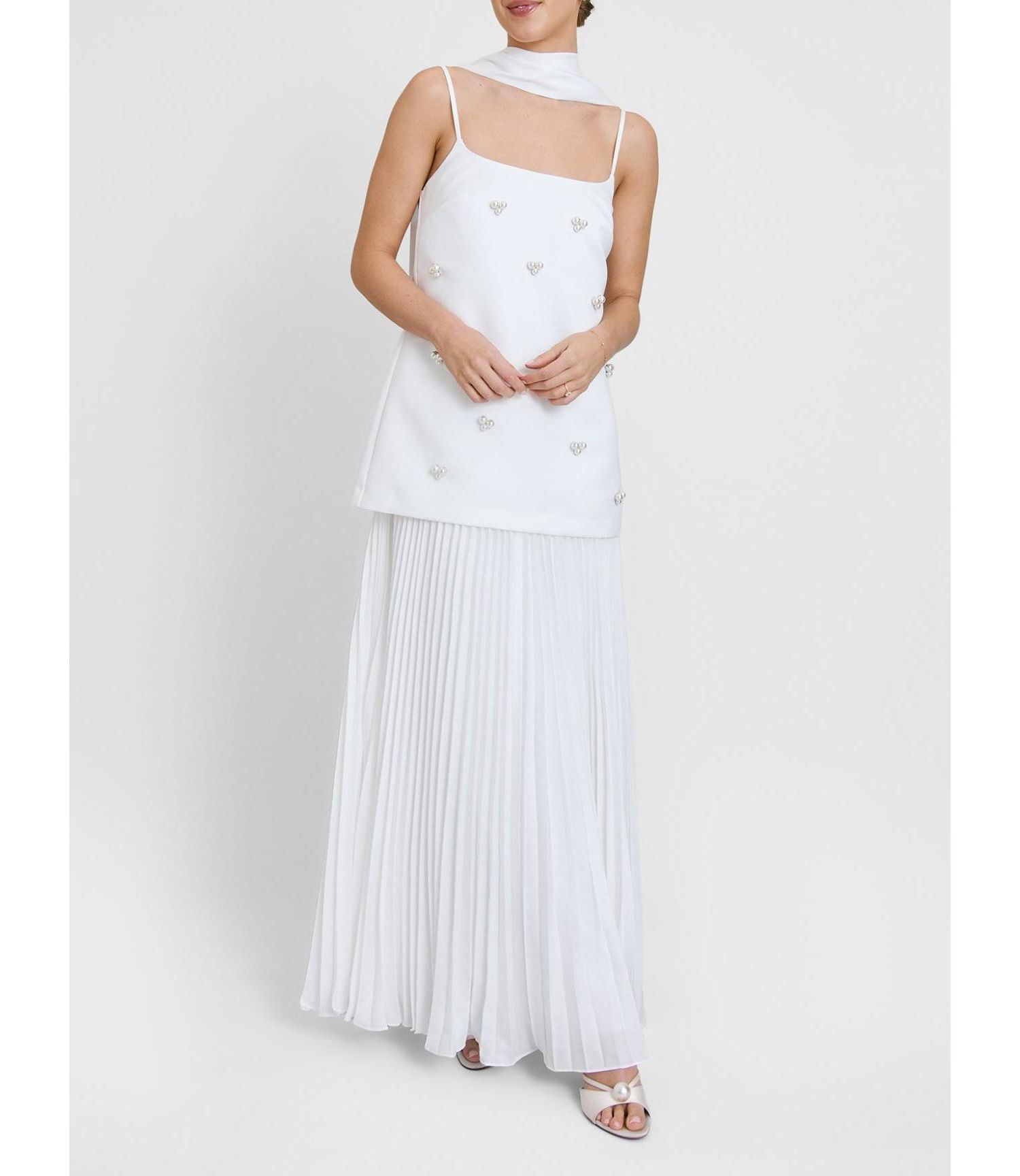 Women's Embellished Pearl Strappy Maxi Dress