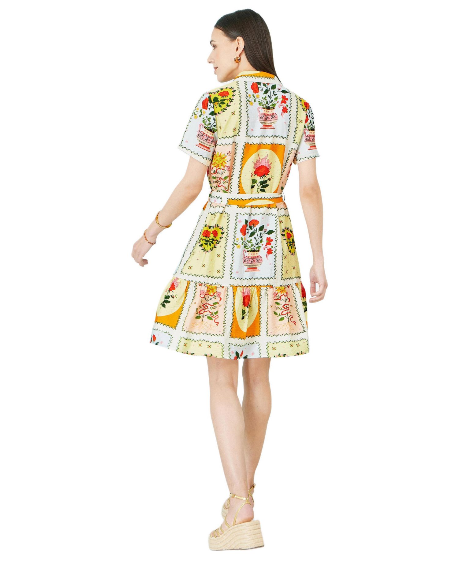 Women's Sun Patchwork Print Shirt Dress