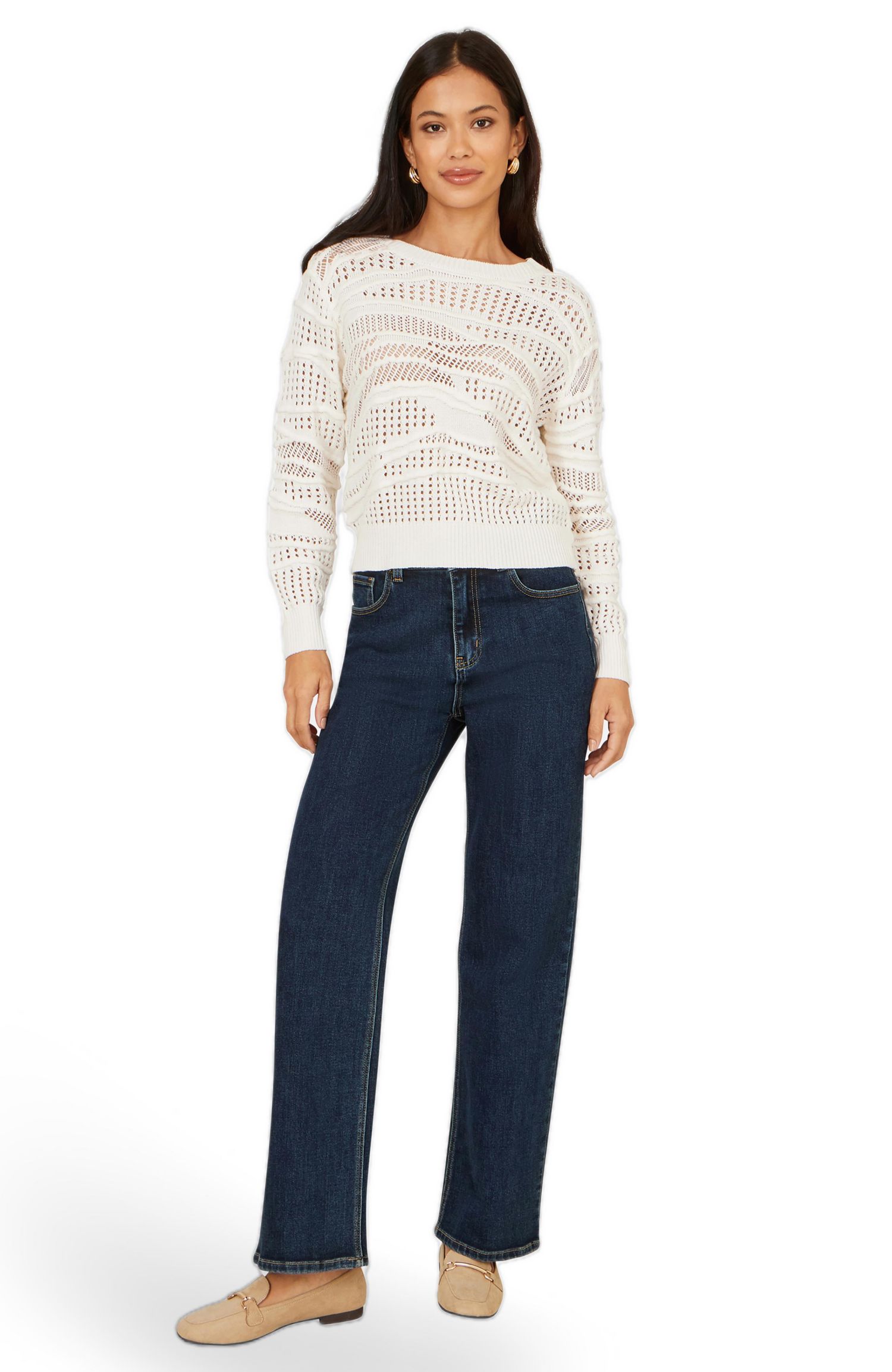 Women's Wave Pointelle Knitted Jumper