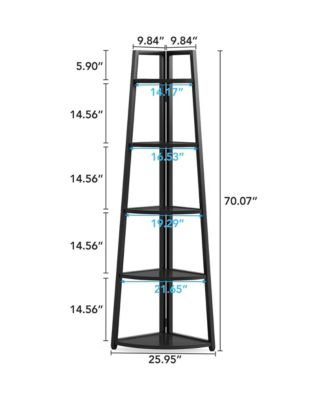 5-Tier Tall Corner Shelf, Ladder Display Shelf, Industrial Storage Organizer with 5 Open Shelves for Living Room, Home Office