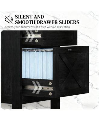 3 Drawer File Cabinet with Silent Slides, Farmhouse Vertical Filing Cabinet for A4/Letter Size, Printer Stand with Storage for Home Office