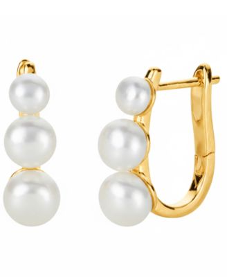 Cultured Freshwater Pearl (4-5mm) Hoop Earrings in 14k Gold-Plated Sterling Silver