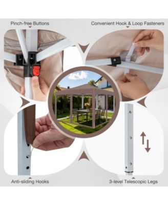 10x10 ft Pop-Up Canopy Tent with Mesh Netting, Instant Setup