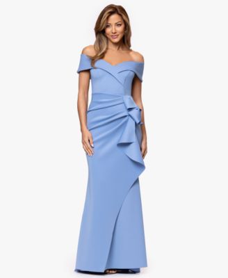 Petite Off-The-Shoulder Ruffle Gown 
