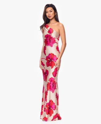 Petite One-Shoulder Printed Gown