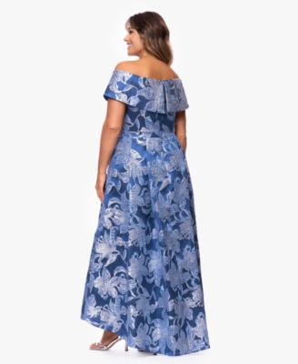  Plus Size High-Low Off-The-Shoulder Gown