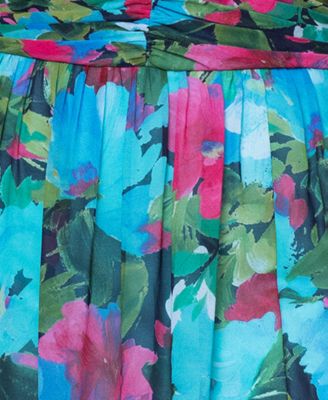  Plus Size Off-The-Shoulder Long-Sleeve Printed Gown