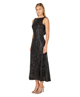 Women's Open Back Sleeveless Sequins Maxi Dress