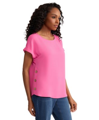 Women's Short-Sleeve Side-Button Blouse