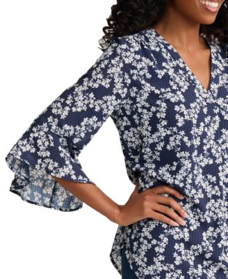 Women's V-Neck Flutter-Sleeve Top