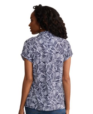 Women's Extended Shoulder Button-Front Top