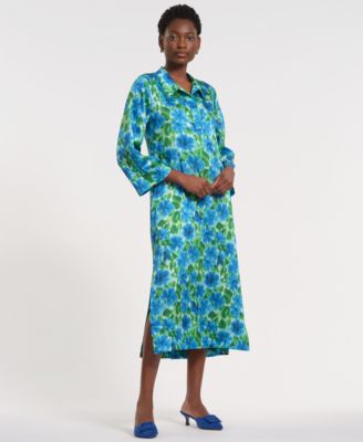 Women's Long-Sleeve Collared Maxi Dress