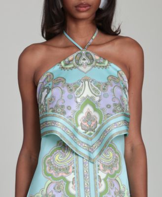 Women's Paisley Halter Neck Mini Dress