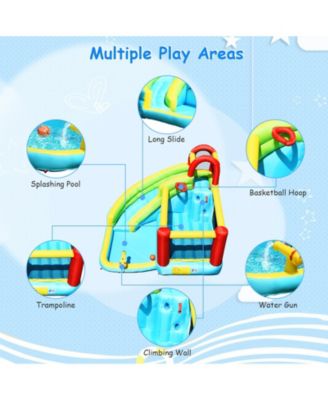 6-in-1 Inflatable Bounce House with Climbing Wall & Basketball Hoop, Blower Included