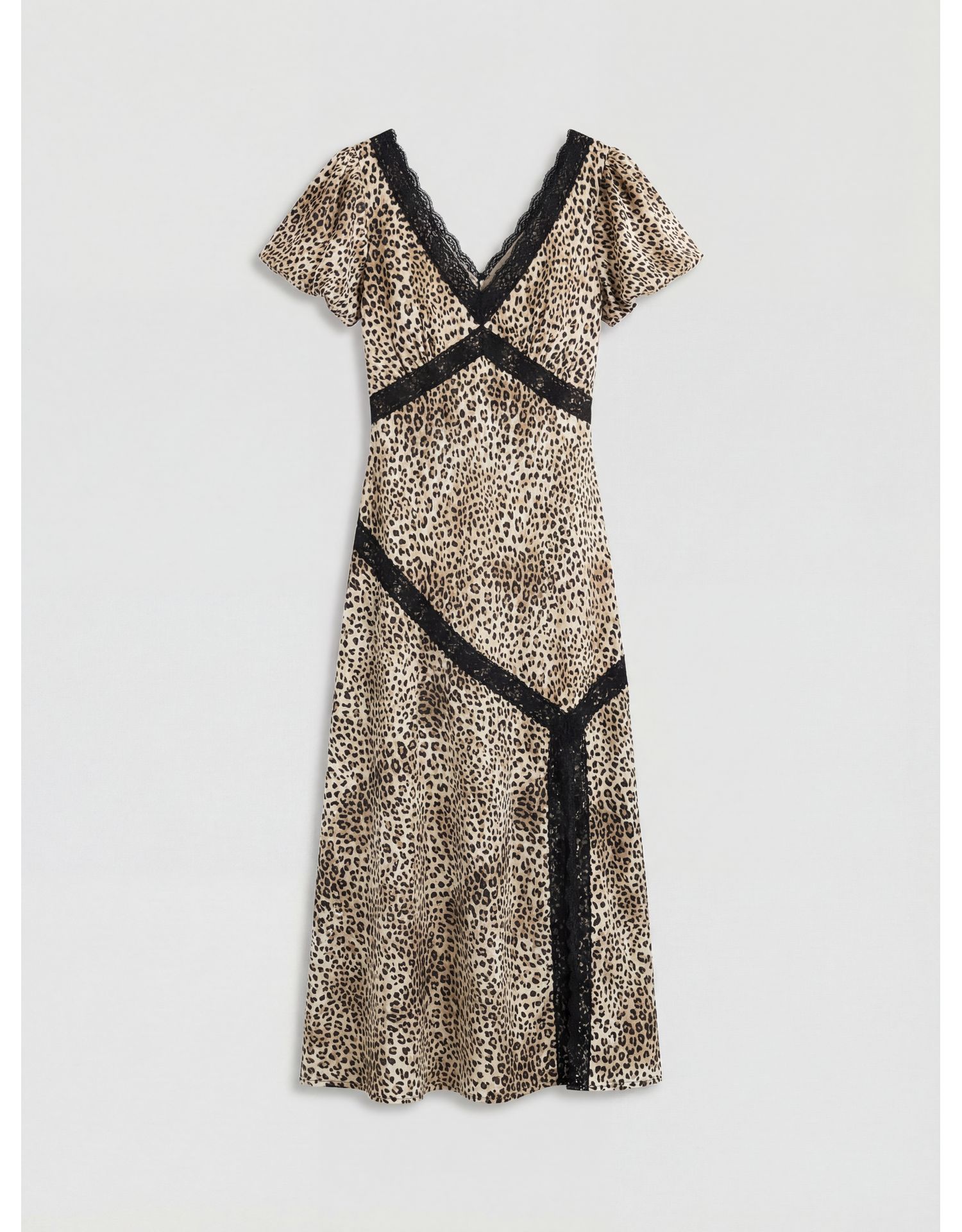 Women's Printed Puff Sleeve Midi Dress