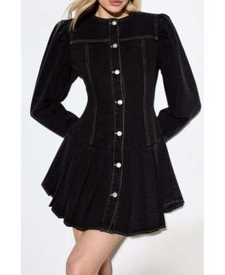 Women's Premium Denim Balloon Sleeve Dress