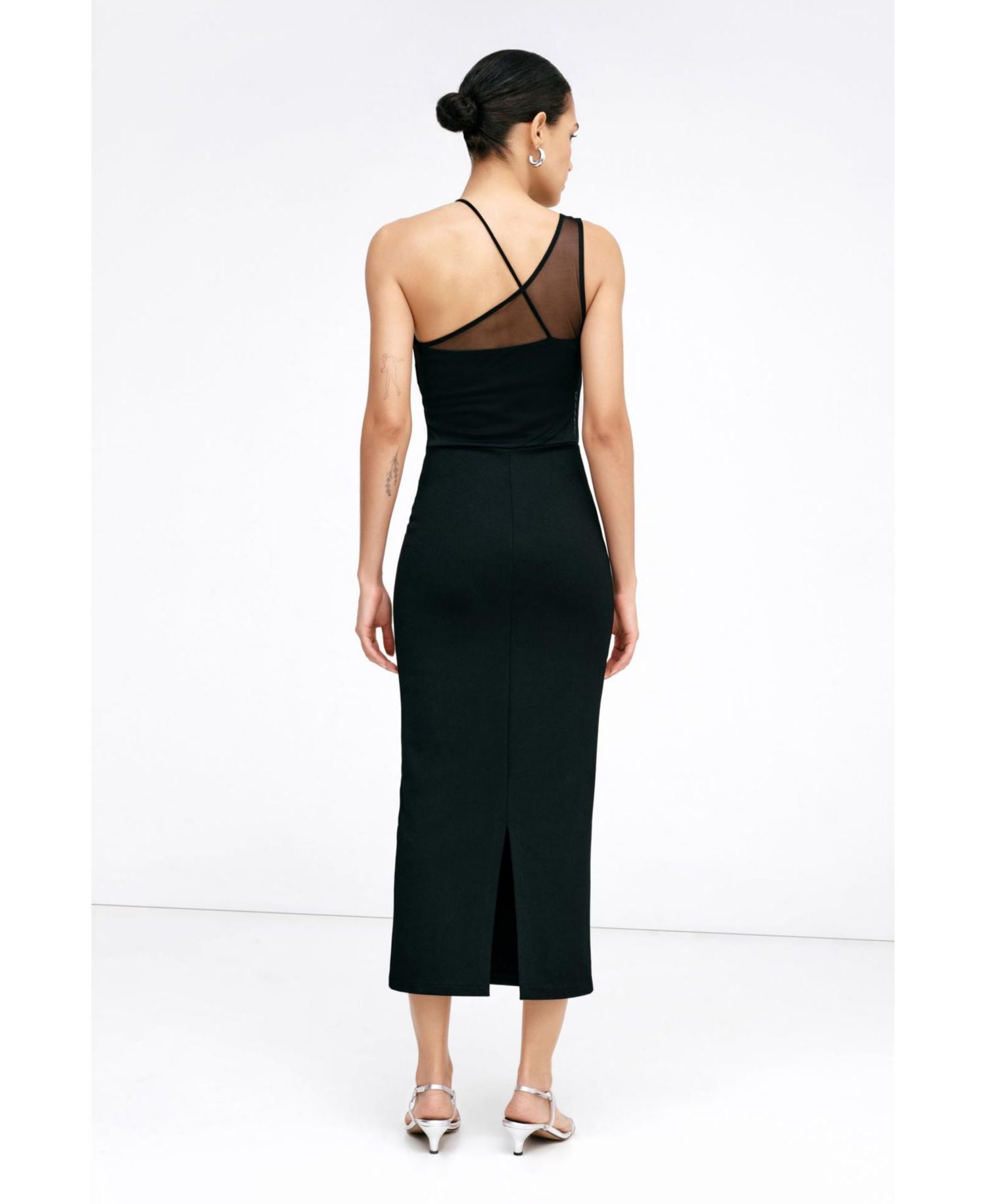 Women's Vivica One-Mesh-Strap Sleeveless Fitted Midi Dress with Back Slit