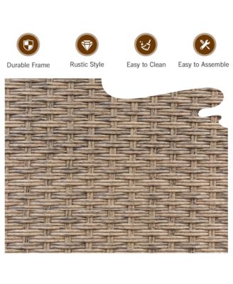 3PCS Rattan Patio Conversation Furniture Set w/ Wooden Feet Cushions